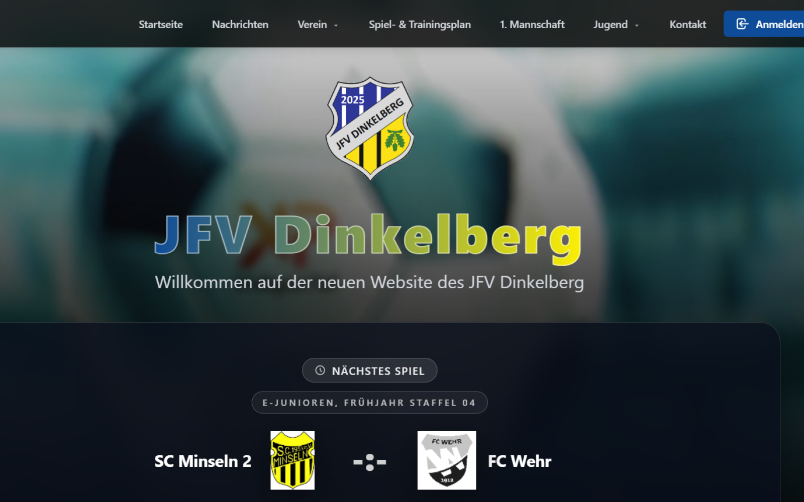 Emotional & dynamisch Vereinswebsite in der Desktop-Ansicht